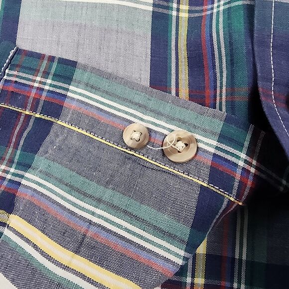 Eddie Bauer Shirt Mens Large Plaid Marin Poplin Long Sleeve Button Down VTG 90s - Picture 13 of 16